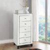 Augustina Narrow Mirrored Chest Of Drawers With 5 Drawers