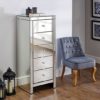 Portofino Mirrored Narrow Chest of Drawers With 5 Drawers