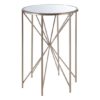 Hannah Round Mirrored Glass Top Side Table With Champagne Base