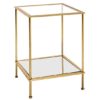 Inman Square Mirrored Glass Side Table In Gold With Undershelf