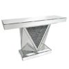 Silath Mirror Console Table In Silver With Glass Crystals