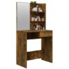 Basile Wooden Dressing Table With Mirror In Smoked Oak