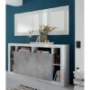 Raya High Gloss Sideboard With 3 Doors And Mirror In White