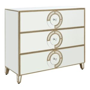 Antibes Mirrored Glass Chest Of 3 Drawers In Antique Silver