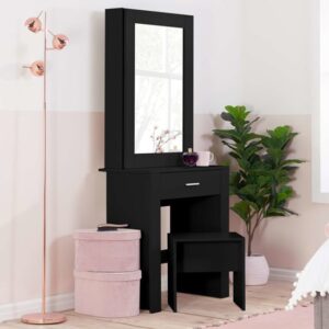 Essex Dressing Table With 1 Drawer And Sliding Mirror In Black