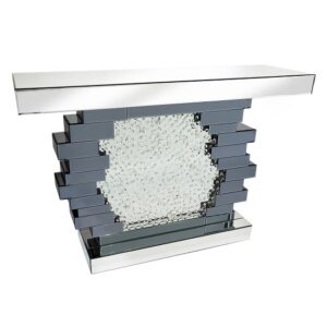 Irvine Glass Console Table With Crystals Mirror In Centre