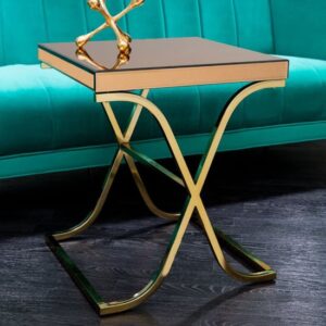 Kensick Mirrored Glass Side Table With Gold Frame