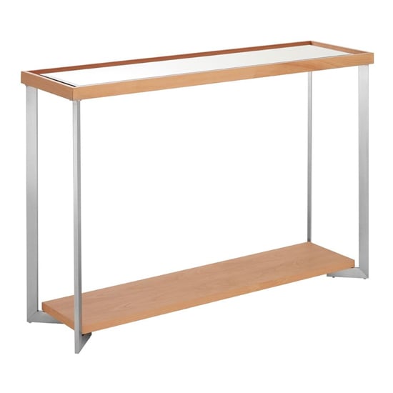 Kensick Rectangular Mirrored Glass Console Table In Natural