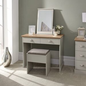 Kirkby Dressing Table And Stool With Table Mirror In Soft Grey