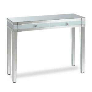 Laughlin Mirrored Dressing Table In Silver And White Gloss