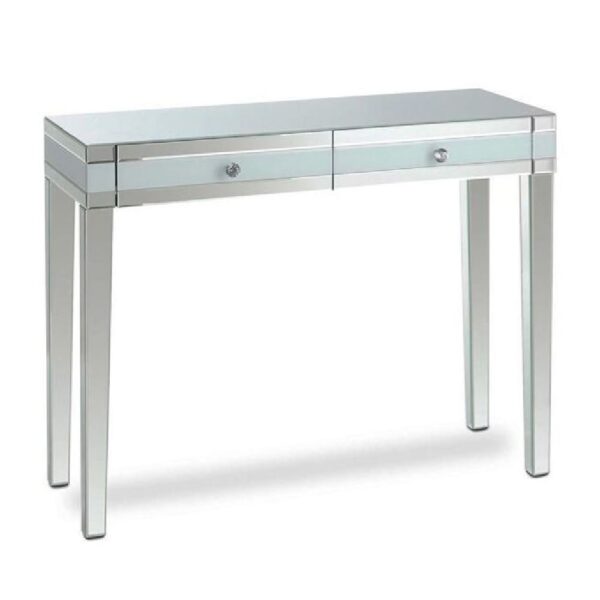 Laughlin Mirrored Dressing Table In Silver And White Gloss